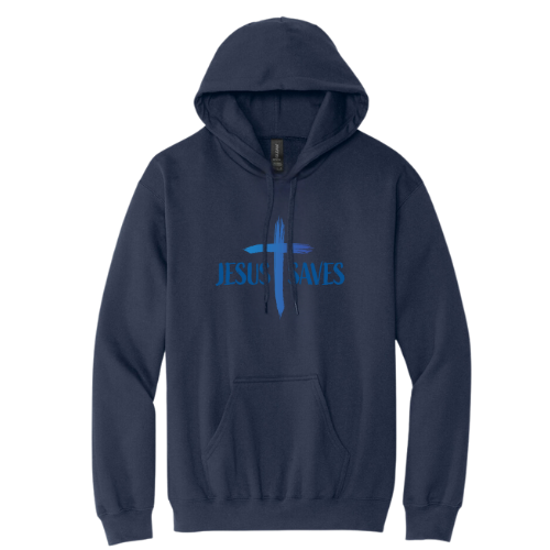 Hooded Sweatshirt - Jesus Saves Cruss (Navy)