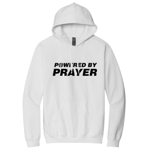 Hooded Sweatshirt - Powered By Prayer (White)