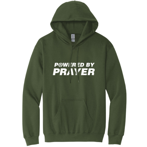Hooded Sweatshirt - Powerd By Prayer (Military Green)