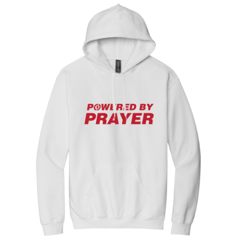 Hooded Sweatshirt - Powered By Prayer (White)