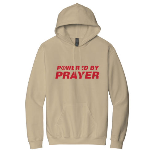 Hooded Sweatshirt - Powered By Prayer (Sand)