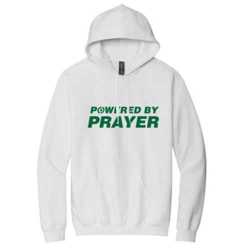 Hooded Sweatshirt - Powered By Prayer (White)