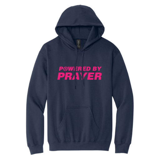 Hooded Sweatshirt - Powered By Prayer (Navy)