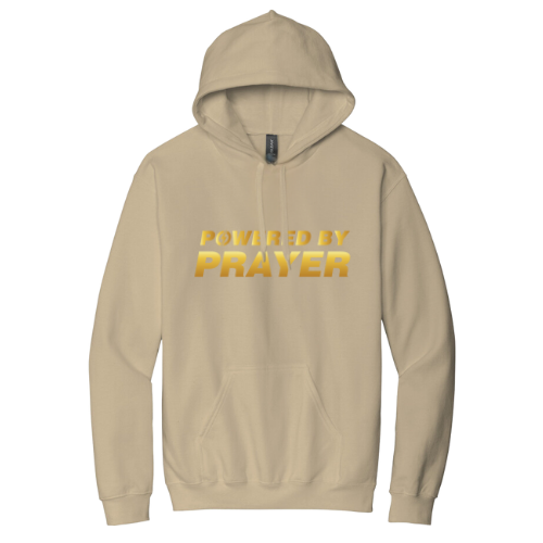 Hooded Sweatshirt - Powered By Prayer (Sand)