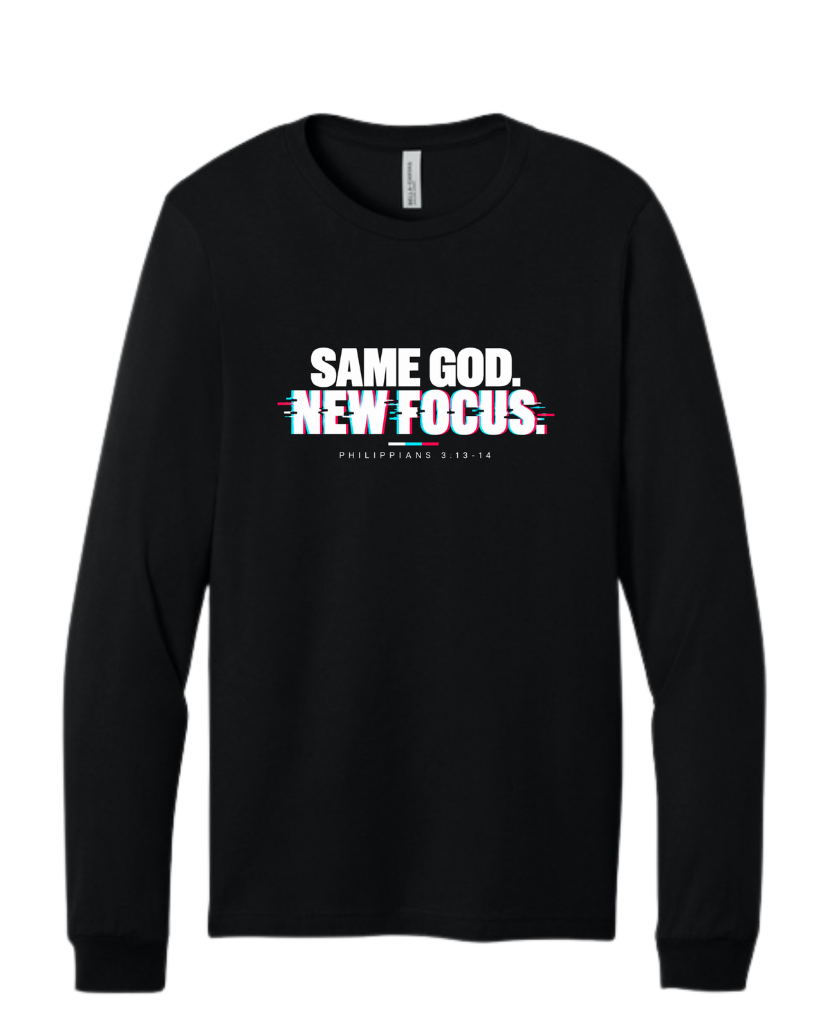 Unisex Jersey Long Sleeve Tee - Same God New Focus (Black)